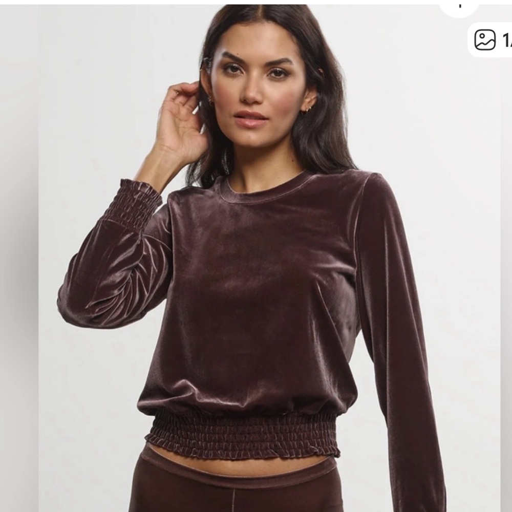 NEW COMMANDO velvet crewneck sweatshirt in greige small